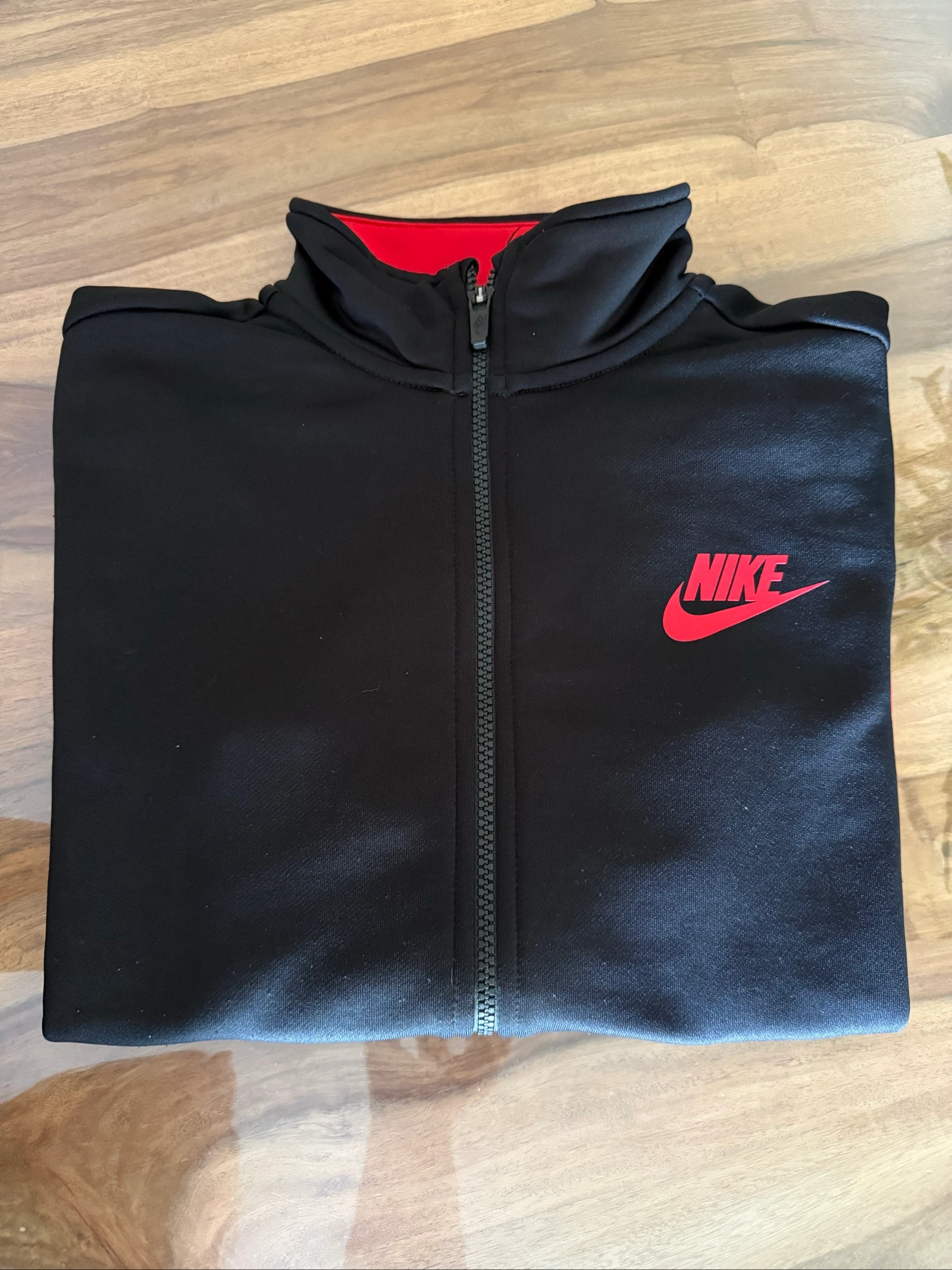 Veste Nike junior XL 158-170 cm preto vermelho zipeado esporte adol 14-16 anos – photo 3